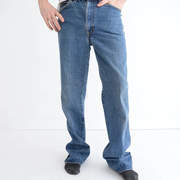 Vintage GWG Blue Denim Straight Flared Jeans Size 34x34 - Picture 1 of 14